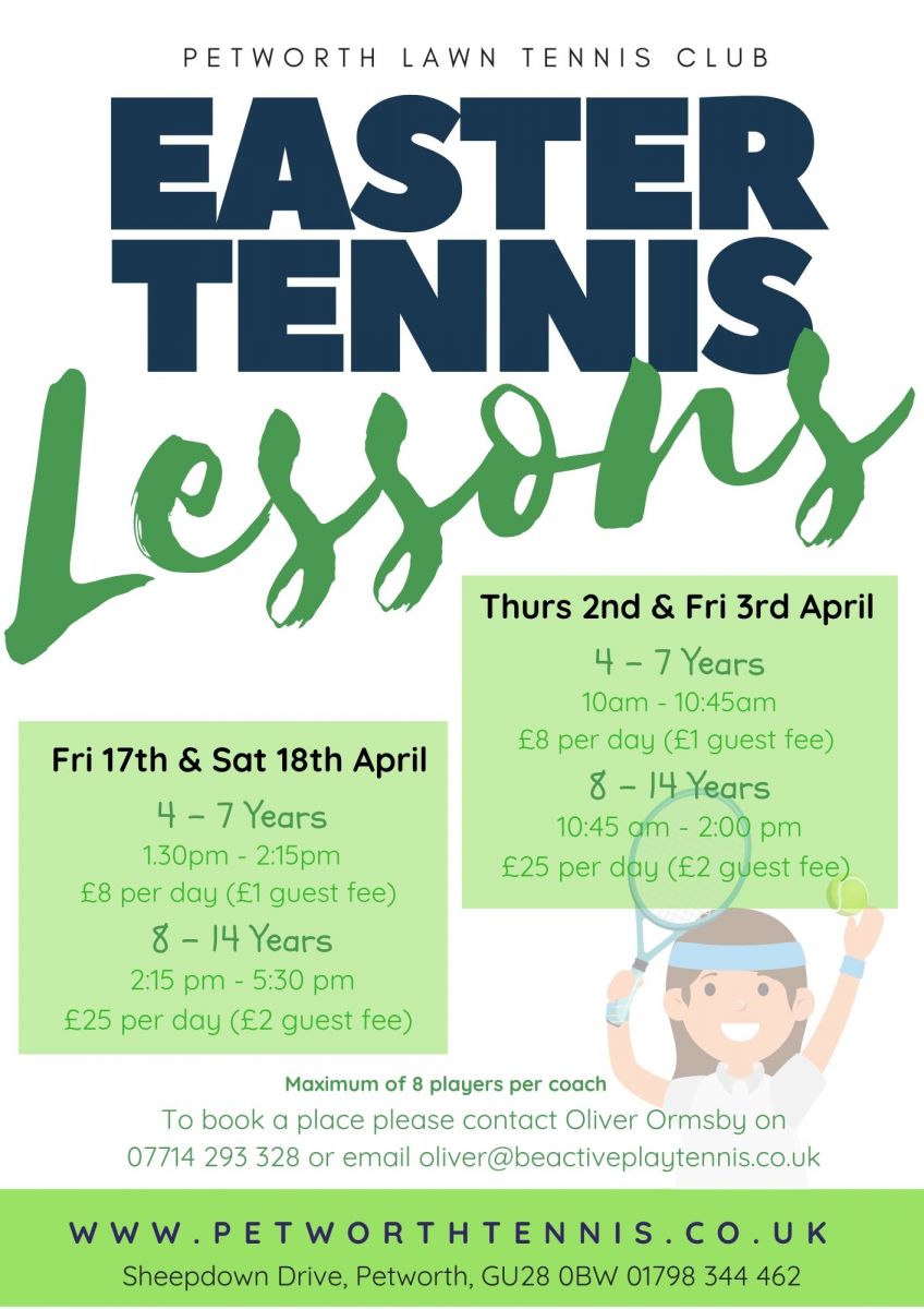 Petworth Lawn Tennis Club Easter 2020 Coaching Camps